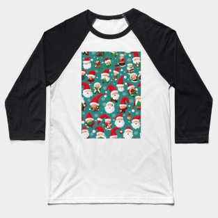 Christmas Seamless Pattern, Santa and Christmas Gnomes #10 Baseball T-Shirt